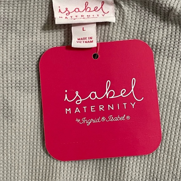 ISABEL Maternity gray floral waffle weave deep v neck tunic L, NWT - Picture 4 of 8